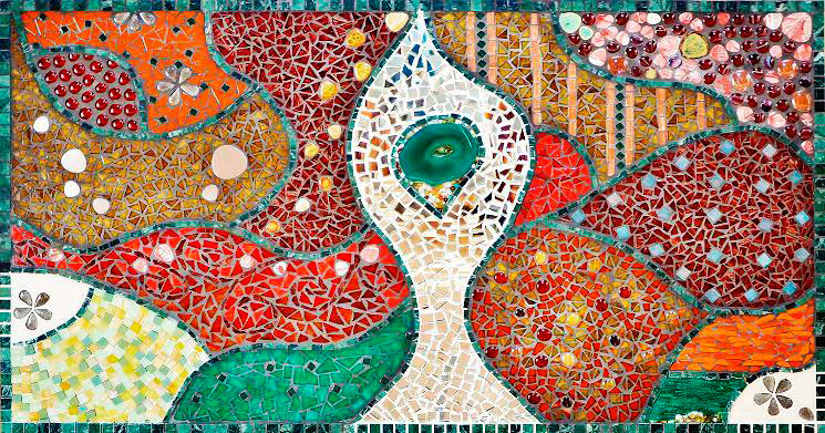 Plan d’ensemble du tableau en mosaïque « Patchwork » de Fabienne Candela – iletaitunemosaique.com
